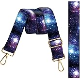 BALQOIFD Purse Strap Replacement Crossbody 1.5 Inches Wide, Gold Buckle Guitar Style Shoulder Bag Straps Adjustable for Women Men Handbags Colorful Universe
