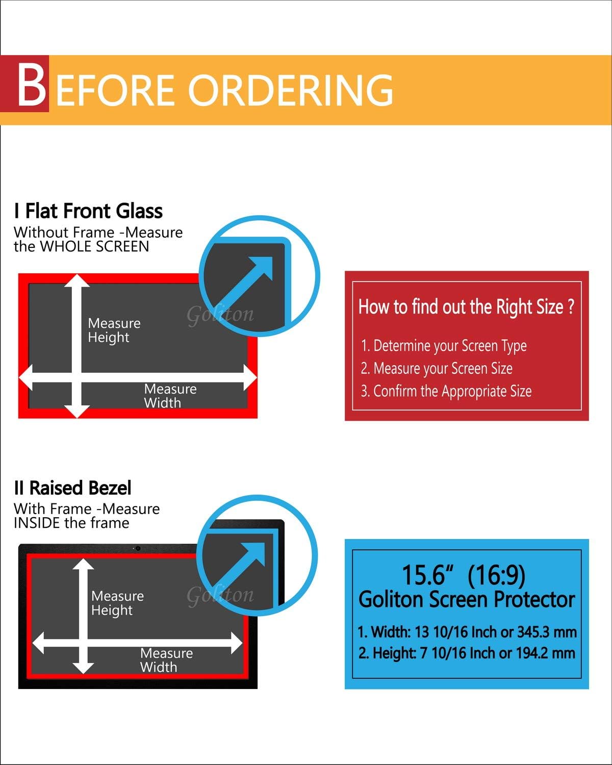 Goliton 15.6" Anti Blue Light Filter Anti Radiation Screen Protector for 16:9 15.6 Inch Laptop Notebook Screen (345 mm x 194 mm / 13.59 Inch x 7.65 Inch) - Image 3
