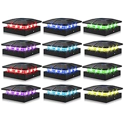 Peasur 4x4 Solar Post Cap Lights Outdoor RGB Color