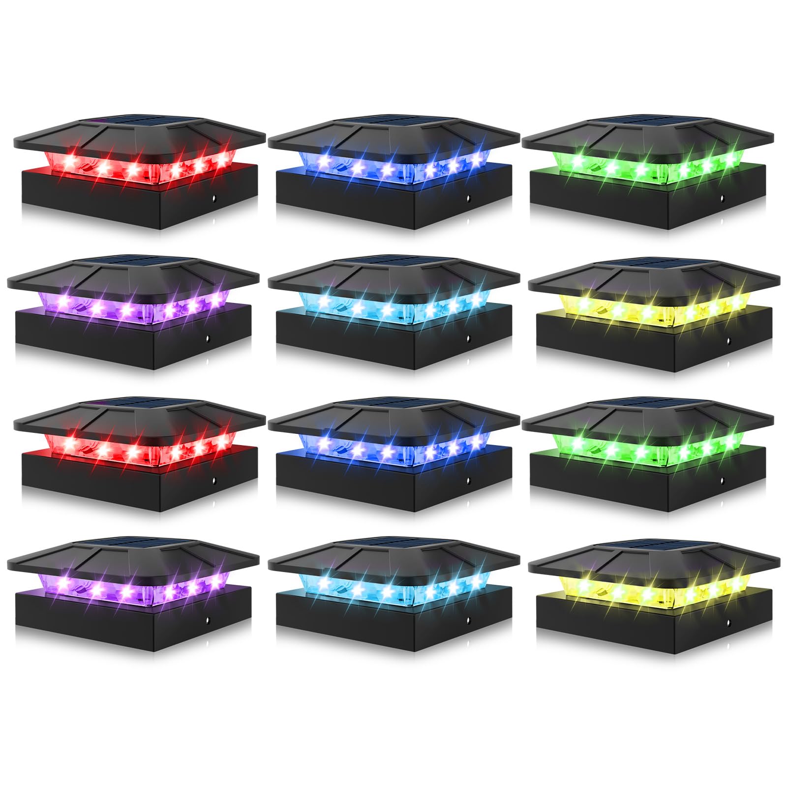Peasur 4x4 Solar Post Cap Lights Outdoor RGB Color