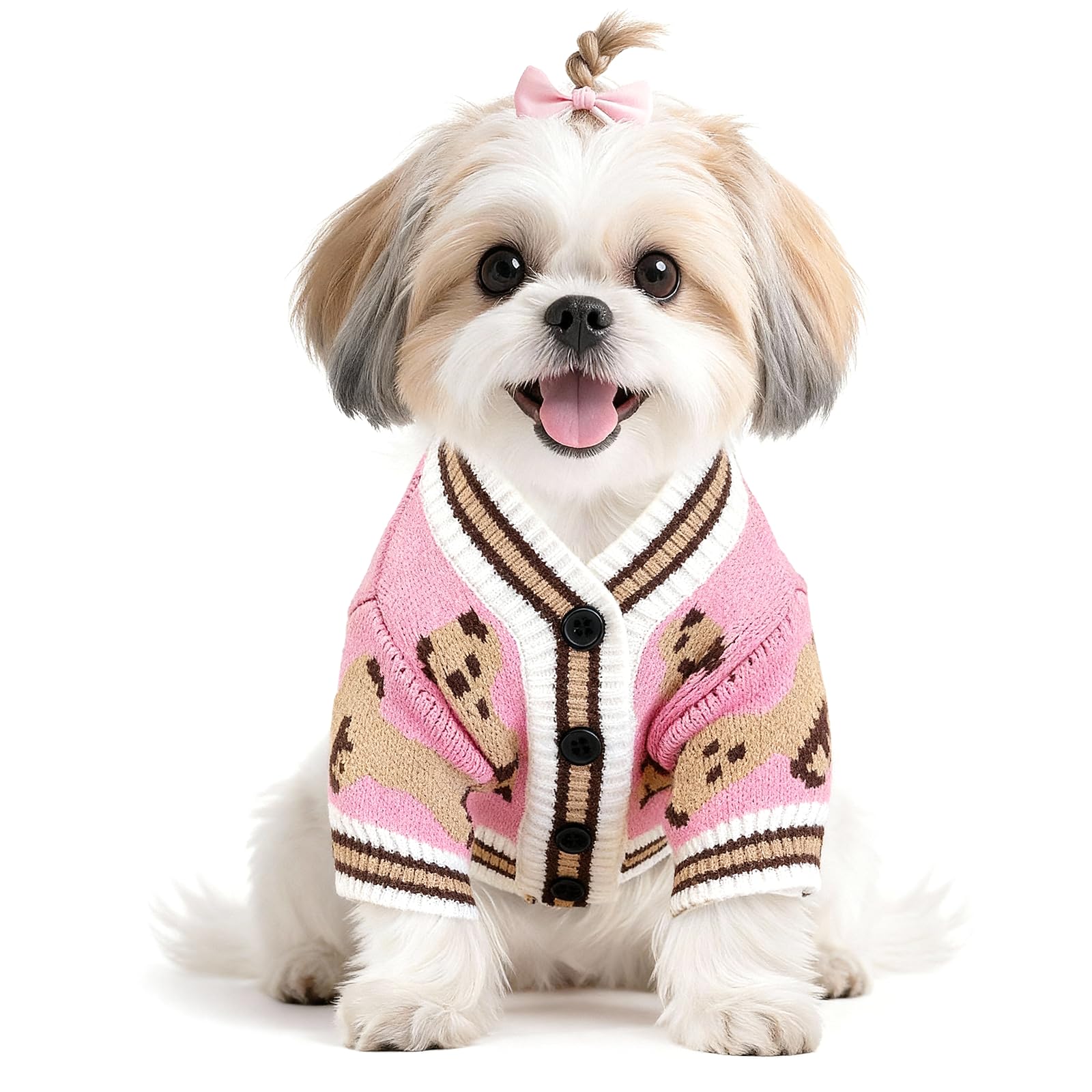 Photo 1 of Dog Sweater Valentines Dog Clothes for Small Dogs Bear Dogs Cardigan Sweater Valentines Day Puppy Sweaters Soft Cat Sweaters Ropa para Perros Girl Puppy Clothes Doggy Outfit Apparel Coat (Pink,M)