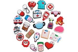 MOIFOM 25 | 50PCS Medical Shoes Decoration Charms fits for Clog Sandals, PVC Nurse Stethoscope Shoe Decorations for Adults Women Men