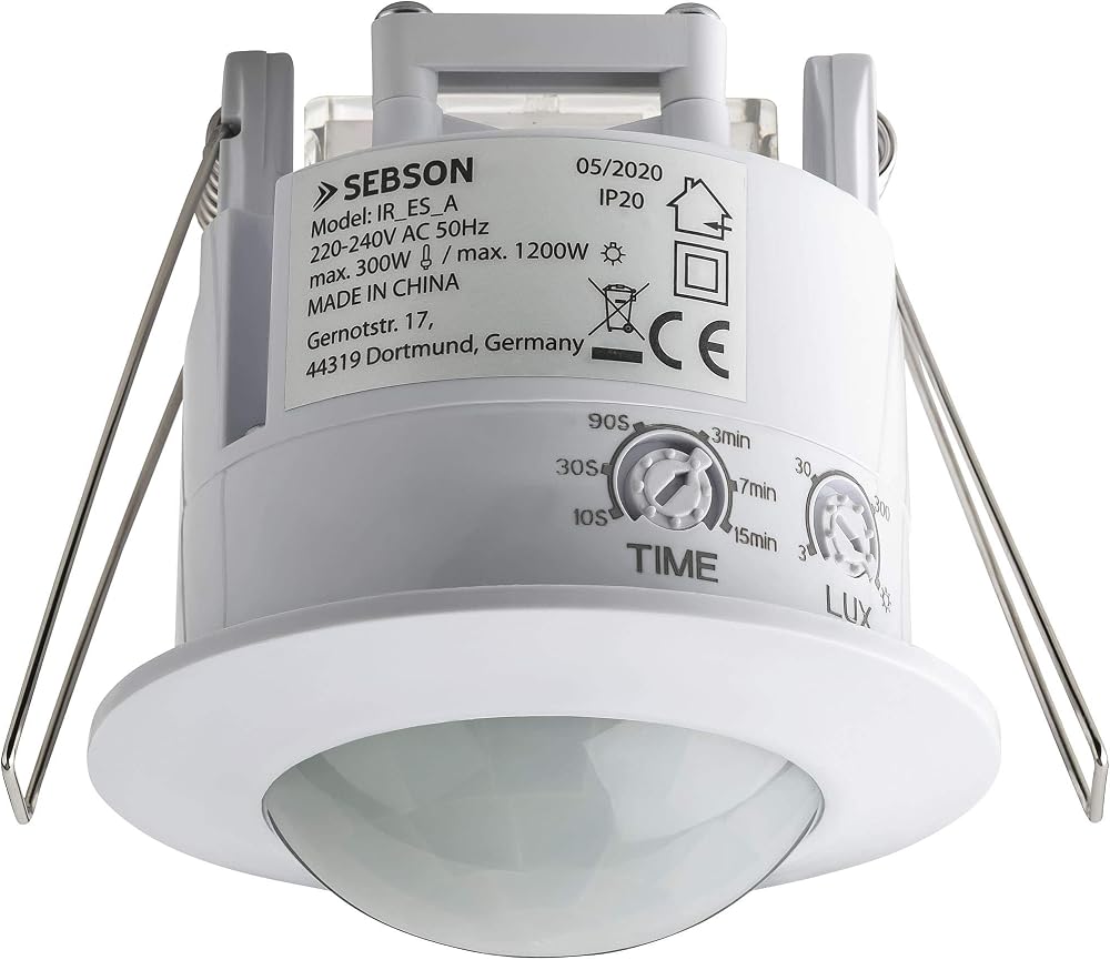 SEBSON PIR Sensor Indoor Ceiling Flush Mounted 360° 6m White