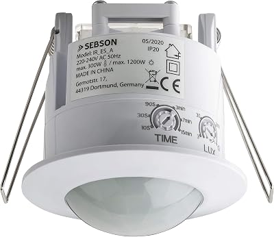 SEBSON 2x PIR Motion Sensor Indoor Ceiling Flush Mount 6m Range 360deg White
