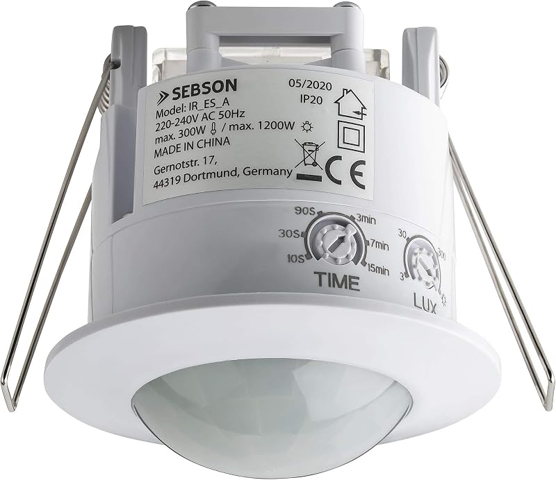 SEBSON PIR Sensor Indoor Ceiling Flush Mounted 360° 6m White