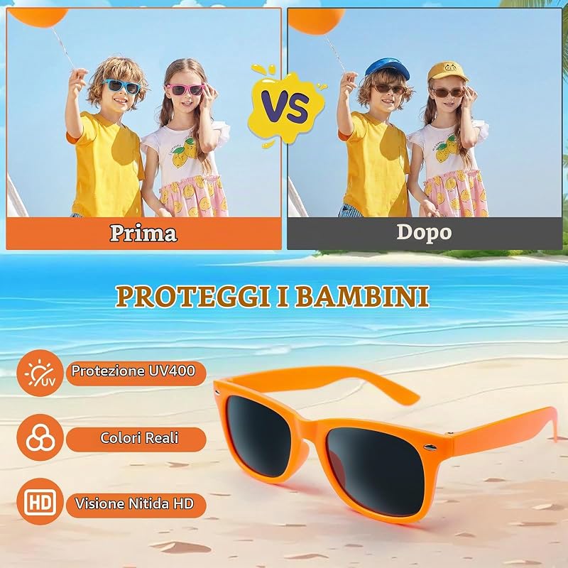 Occhiali da sole colori neon, 24 pezzi per bambini, regali per feste, per uomini e donne, perfetti per estate, spiaggia, piscina, compleanni e all’aperto