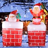 VCUTEKA Christmas Inflatables Outdoor Decorations, Inflatable Christmas Santa Claus in Chimney Blow Up Yard Decorations with LED Lights for Holiday and Garden Lawn Winter Decor