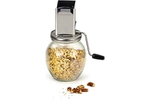 RSVP International Endurance Vintage Inspired Nut Grinder, 1.25 Cup Capacity, Glass Bottom