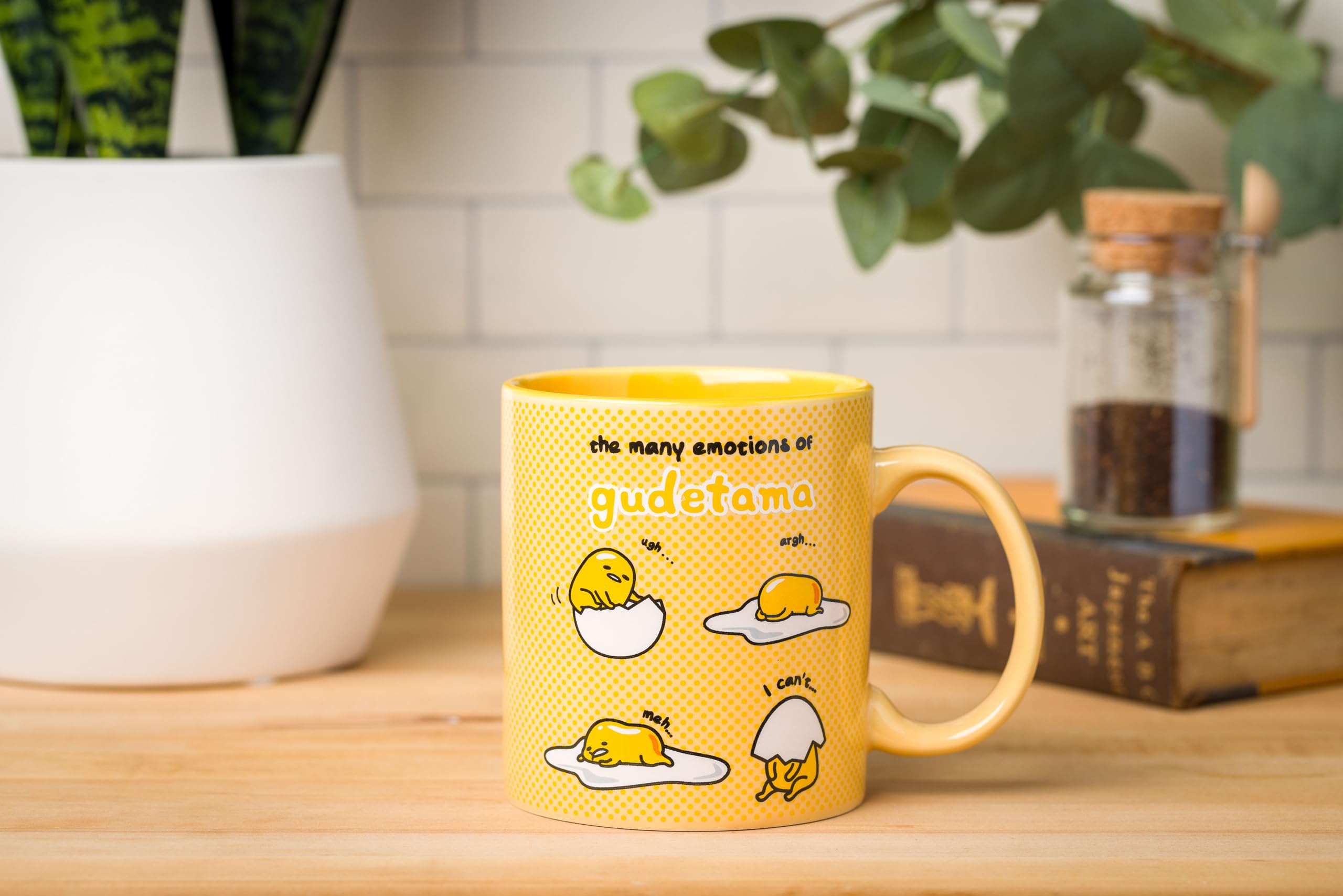 Silver Buffalo Sanrio The Many Emotions of Gudetama Lazy Egg Ceramic Mug, 20 Ounces