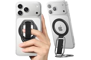 SUPERONE for MagSafe Phone Grip for MagSafe Kickstand Compatible with Mag Safe Finger Loop, 4-in-1 Phone Ring Holder Strap for Mag Safe iPhone 17/16/15/14/13/12 Series, Black [2025 Version]
