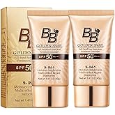 Snail BB Cream SPF 50 Foundation, Tinted Moisturizer for Face with SPF 50 Colour Correcting Self Adjusting for Mature Skin Lightweight Long-Lasting Buildable Coverage Foundation, 2PCS