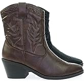 Soda Picotee Women Western Cowboy Cowgirl Stitched Ankle
