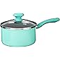 GreenLife Soft Grip Pro Healthy Ceramic Nonstick, Saucepan with Lid, 2QT, Turquoise