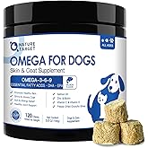 NATURE TARGET Omega 3 Fish Oil for Dogs, Salmon Oil for Skin & Coat Supplement with EPA & DHA Fatty Acids - Dog Itch & Allergy Relief, Anti Shedding, Hot Spots Treatment - Hip & Joint Support - 120ct