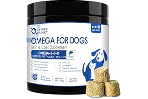 NATURE TARGET Omega 3 Fish Oil for Dogs, Salmon Oil for Skin & Coat Supplement with EPA & DHA Fatty Acids - Dog Itch & Allergy Relief, Anti Shedding, Hot Spots Treatment - Hip & Joint Support - 120ct