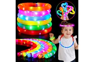 SIWARM 12 pcs Light Up Glow Sticks, Party Favors for Kids 4-8 8-12 Pop Tubes Glow in The Dark Party Supplies Goodie Bag Birthday Party Gifts Students Prizes Halloween Xmas Stocking Stuffers