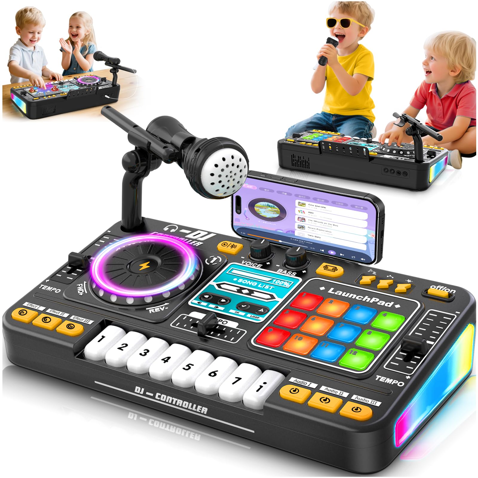 Photo 1 of Kids Toys DJ Mixer for Party: Music Toy with Bluetooth & Microphone for Ages 3+ - 2000+ Sound Effects & Colorful Light - Idea Gift for Birthday Holiday