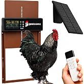 Solar Automatic Chicken Coop Door, 6-Mode Programmable Remote, HD Screen | Automatic Chicken Door with aluminum alloy, timer, light sensor, anti-pinch protection, 70M remote range