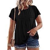 Eytino Plus Size Tops for Women Crewneck Lace Crochet Pom Pom Blouses Summer Short Sleeve Casual Business Shirts (1X-5X)