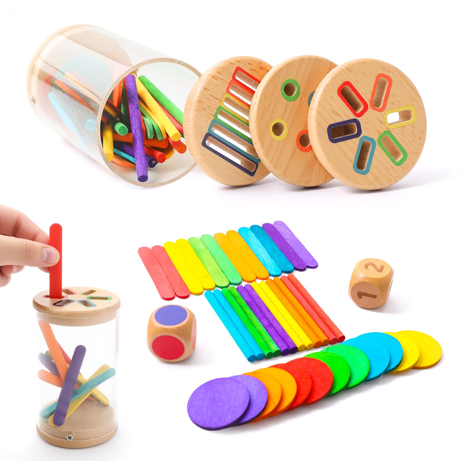 Photo 1 of Montessori Wooden Color & Shape Sorting Toy Set for 1-3 Year Old Learning Fine Motor Skills & Color Recognition Educational Sensory Matching Games for Preschool Kids Safe, Durable Gift for Boys Girls