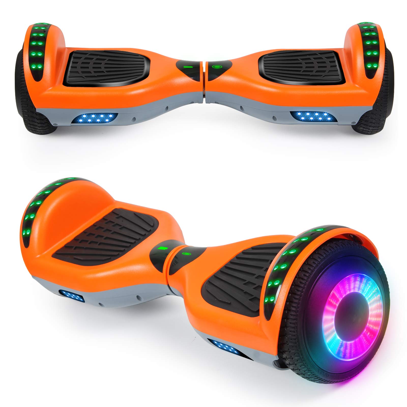 SISIGAD Hoverboard with Bluetooth Speaker and Led Lights, Smart 6.5” Self-Balancing Electric Scooter for Kids and Teenagers