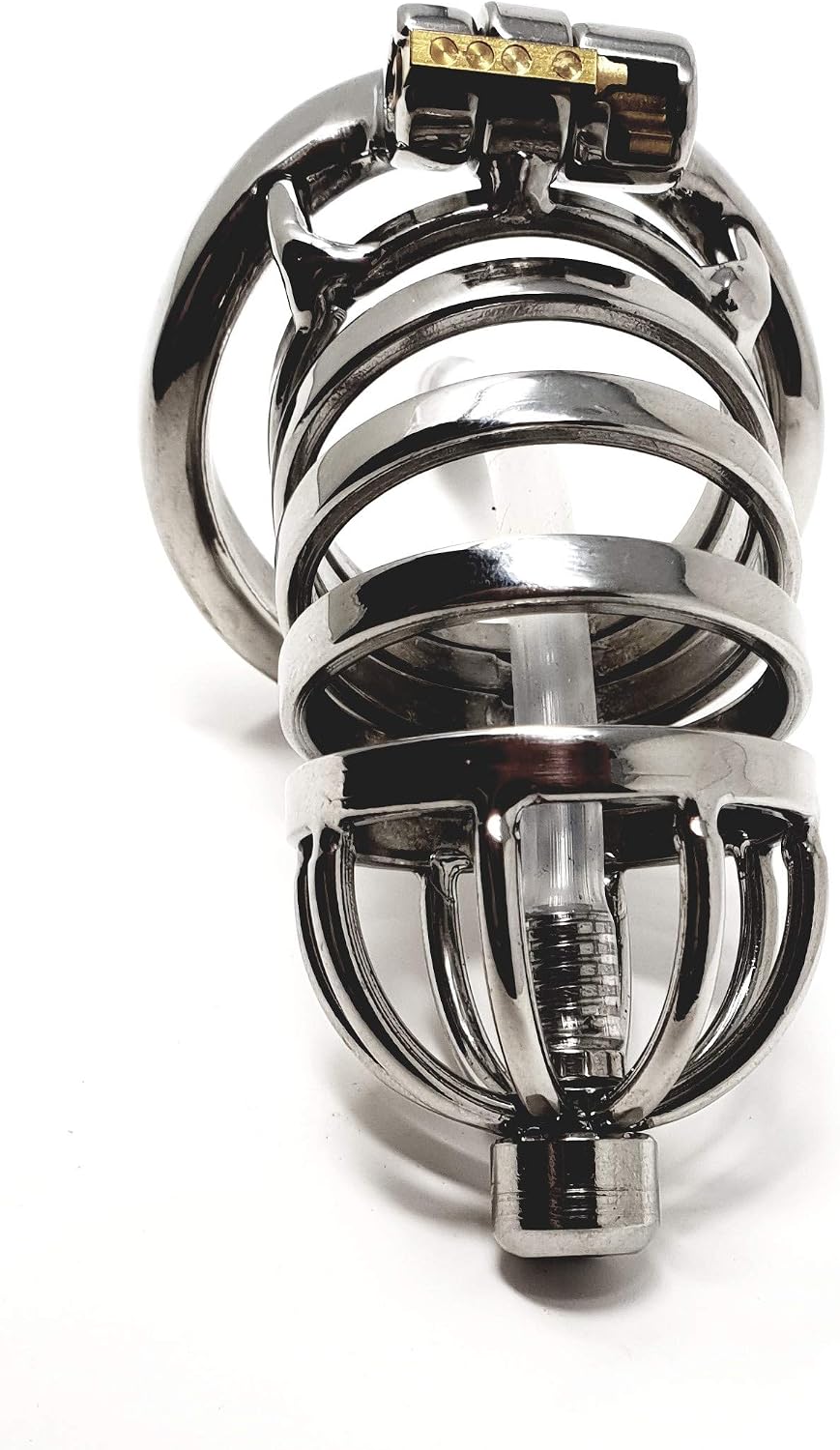 Bondage Masters Chastity Cage Male Chastity Device with Removable Urethral Tube, Black - Image 3