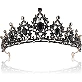 Black Crown, CIEHER Gothic Baroque Crowns for Women Girls, Vintage Black Tiara for Women Luxury Rhinestone Queen Tiara Wedding Crown, Hair Accessories for Halloween Costume Birthday Prom Cosplay Party