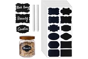 Homrelaxy 360Pcs Chalkboard Labels – 2.1x1.4 Inch Reusable Blackboard Stickers with 2 White Erasable Chalk Markers, 12 Assorted Shapes, for Mason Jars, Food Containers, and Pantry Storage