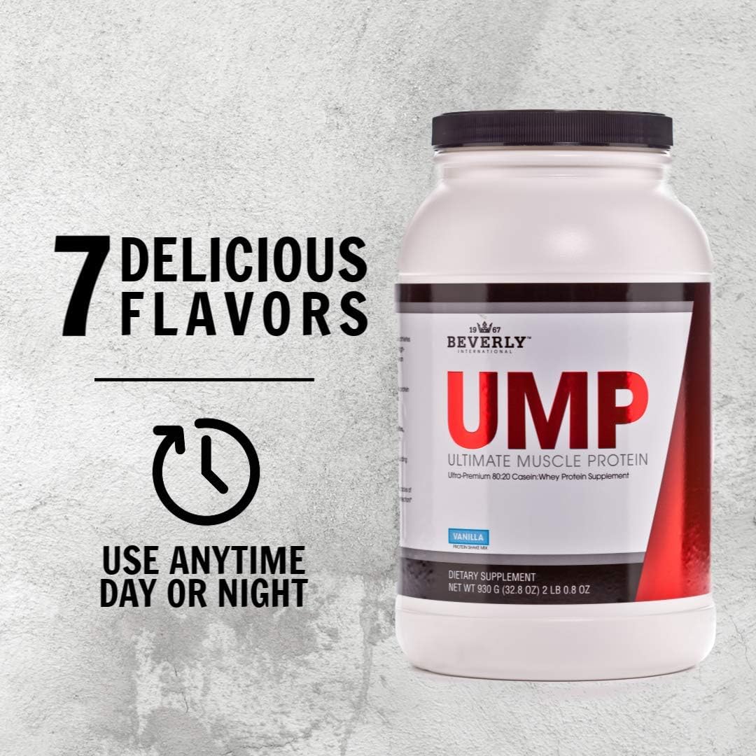 Beverly International UMP Protein Powder 30 servings, Vanilla. Unique whey-casein ratio builds lean muscle and burns fat for hours. Easy to digest. No bloat. (32.8 oz) 2lb .8 oz: Health & Personal Care