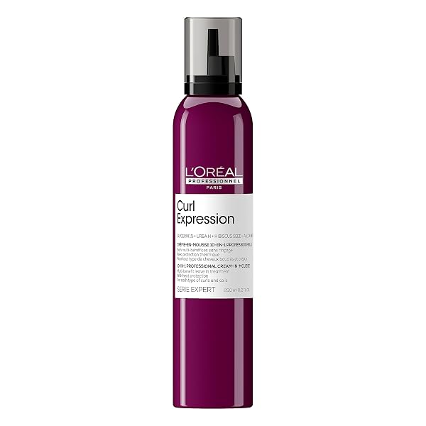 L’ORÉAL PROFESSIONNEL PARIS CURL EXPRESSION 10-IN-1 MOUSSE – MULTI-BENEFITS FOR CURLY AND COILY HAIR – DEFINES AND STRENGTHENS CURLS WITH HEAT PROTECTION, SILICONE, PARABEN AND ALCOHOL-FREE