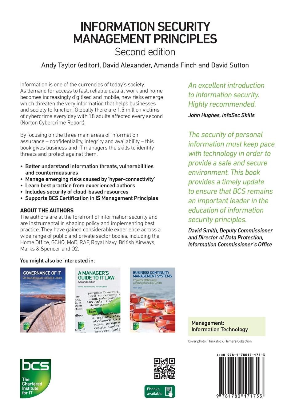 Information Security Management Principles: Amazon.co.uk: David Alexander,  Amanda Finch, David Sutton: 9781780171753: Books