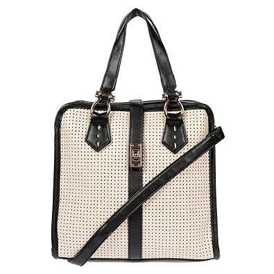 Kossberg Damen Handtasche small Henkeltasche Umhängetasche elegant zeitlos schwarz creme