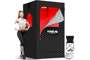 KASUE Infrared Sauna Box, Portable Steam Sauna Tent with 3L/1400W Steamer, 5-Layer Waterproof and Thermal Insulation, Folding Chair, for Home Steam Spa, Indoor & Outdoor(Black)