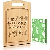 Joeyan Fathers Day Gift, Birthday Gifts for Dad, Engraved Wooden Cutting Board Present for Dad, Personalized BBQ Chopping Board for Grill Master, Best Dad Ever Grilling Gift for Grandpa Him Men