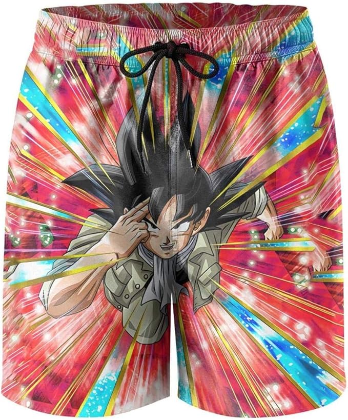 Men Waterproof Swim Trunks Quick Dry DragonBallzATrainAnywhereGoku