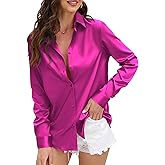 CUNLIN Womens Soft Satin Silk Leopard Button Down Shirts for Women Silky Long Sleeve Work Shirt Dress Blouses Tops