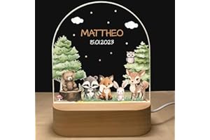 Personalised Night Lights with Name & Date - Unique Christening Gifts for Baby Girls/Baby Boys, Kids Night Light - Rechargeab