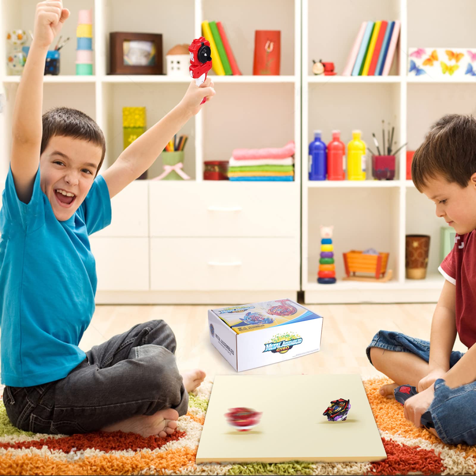 Bey Burst Set - Metal Fusion Evolution Master Battling Gyro Toys - High-Performance Spinning Tops with 2 Launchers for Children, Boys, and Kids(6)