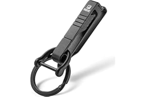 FEGVE Belt Clip, Titanium Key Clip Carabiner Keychain Clip with Titanium Key Ring and D-Shaped Keyring,Duty Belt Key Holder Key Chain for Men（Black）