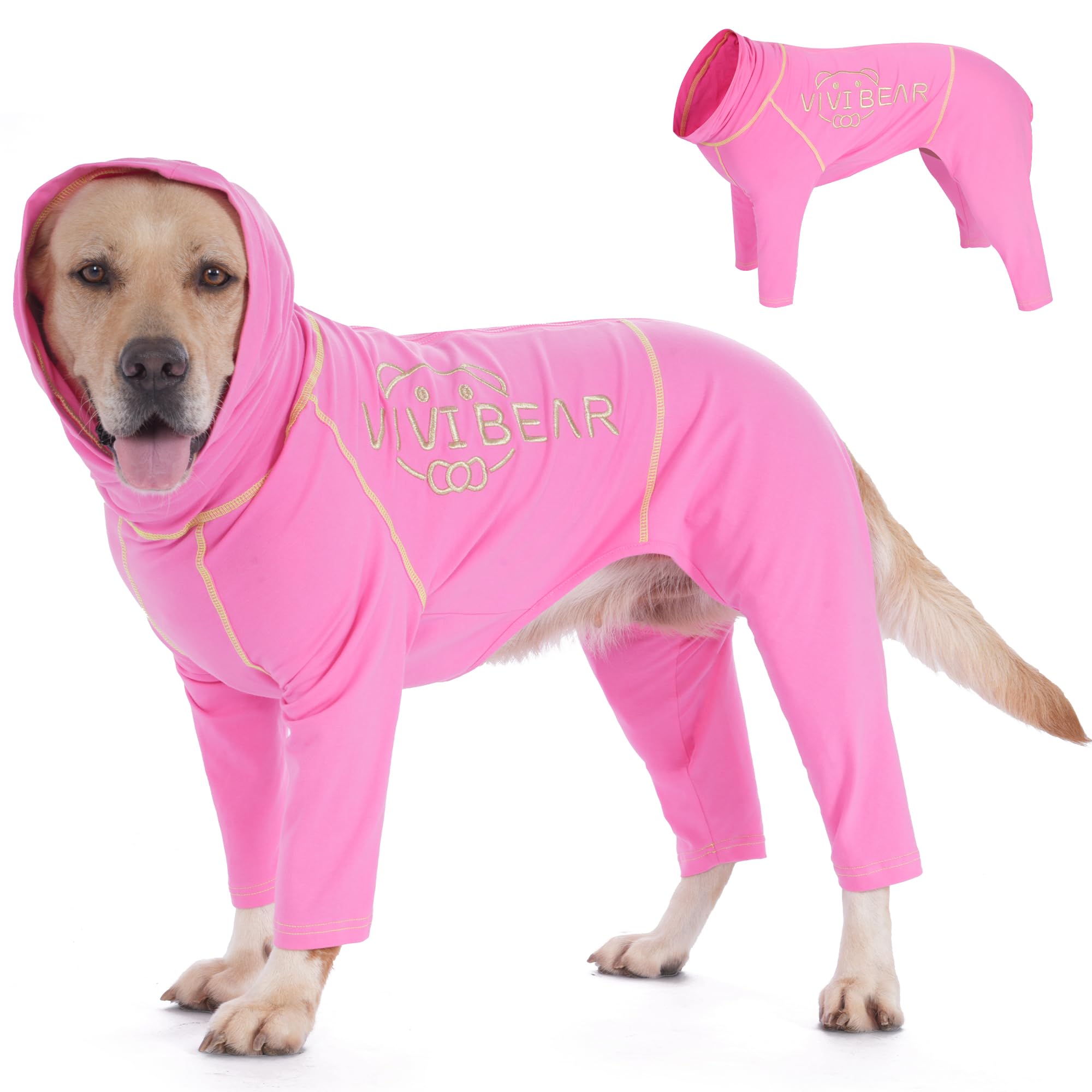 TOPSOSO Dog Surgery Recovery Jumpsuit - Stretch Fabrics, Skin-friendly, Comfortable Post Op Suit with Zip - Pink, Medium Size — image 1