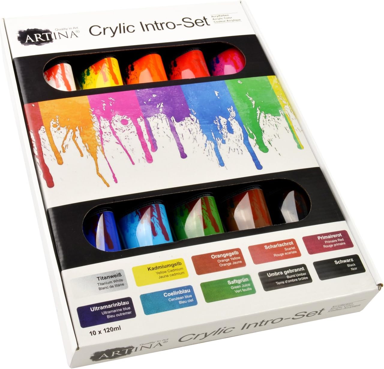 Artina Crylic Colour Set 10pcs Acrylic Painting Set 120ml Colourful Paint Set for Painting and Drawing, 10 Set, 120 ml (Pack of 10) - Image 4