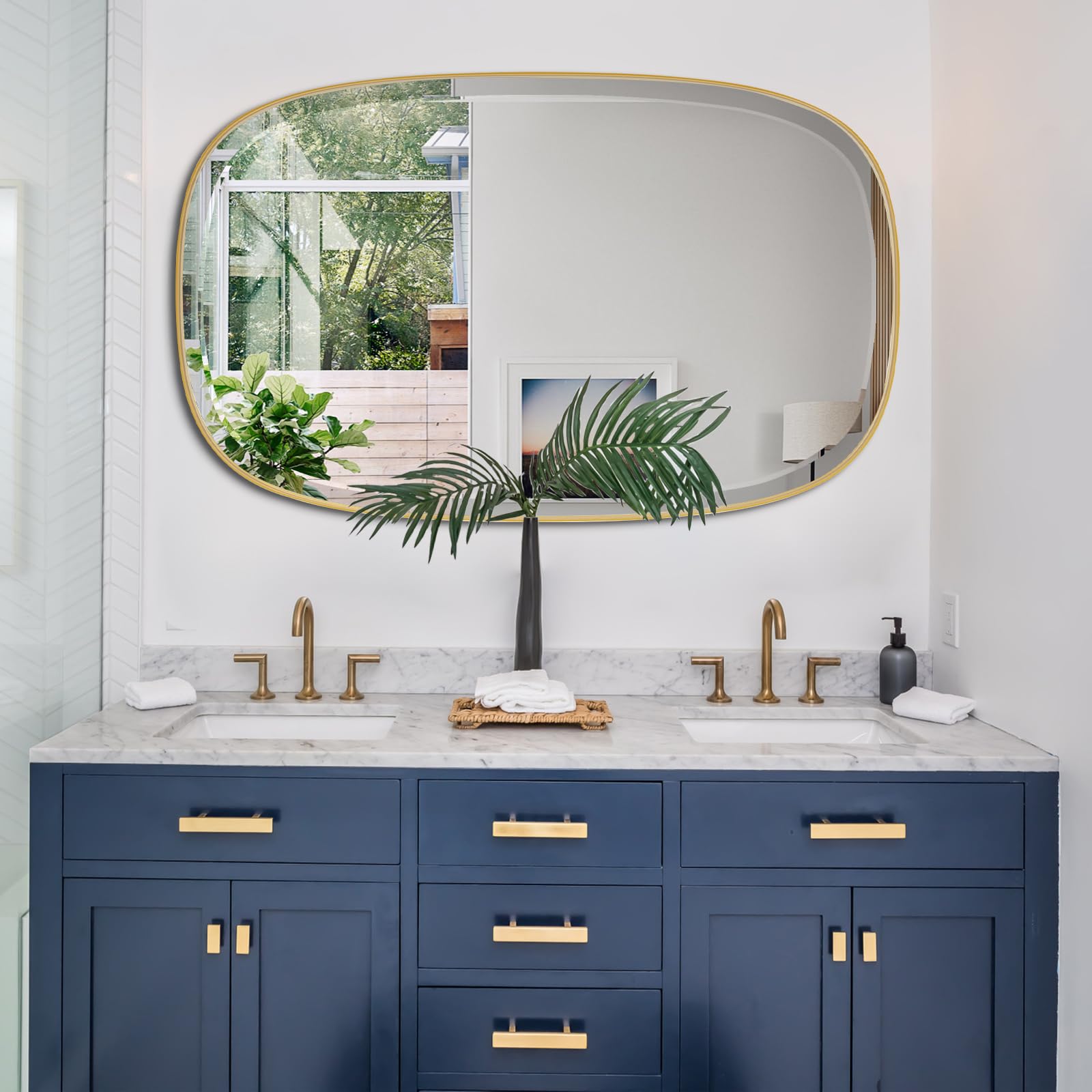 POZINO Gold Beveled Mirror, 24