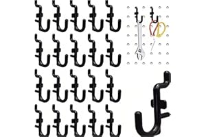 Nivithi Pegboard Hooks Kit,50 Black Pegboard Hooks with J Hooks for Squat Rack,1/4" Hole,peg Board Hooks for Hanging are Perf
