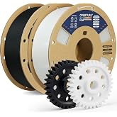 OVERTURE 2KG Bundle PLA Plus (PLA+) 3D Printer Filament 1.75mm | Stronger &amp; More Durable, 2 Pack 1kg (2.2lbs), High Precision +/- 0.02mm, Fit Most FDM 3D Printers (Black+White)