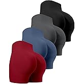 CHRLEISURE Workout Gym Biker Shorts, High Waisted Butt Lifting Scrunch Butt Sports Seamless Shorts Sets 4 Piece