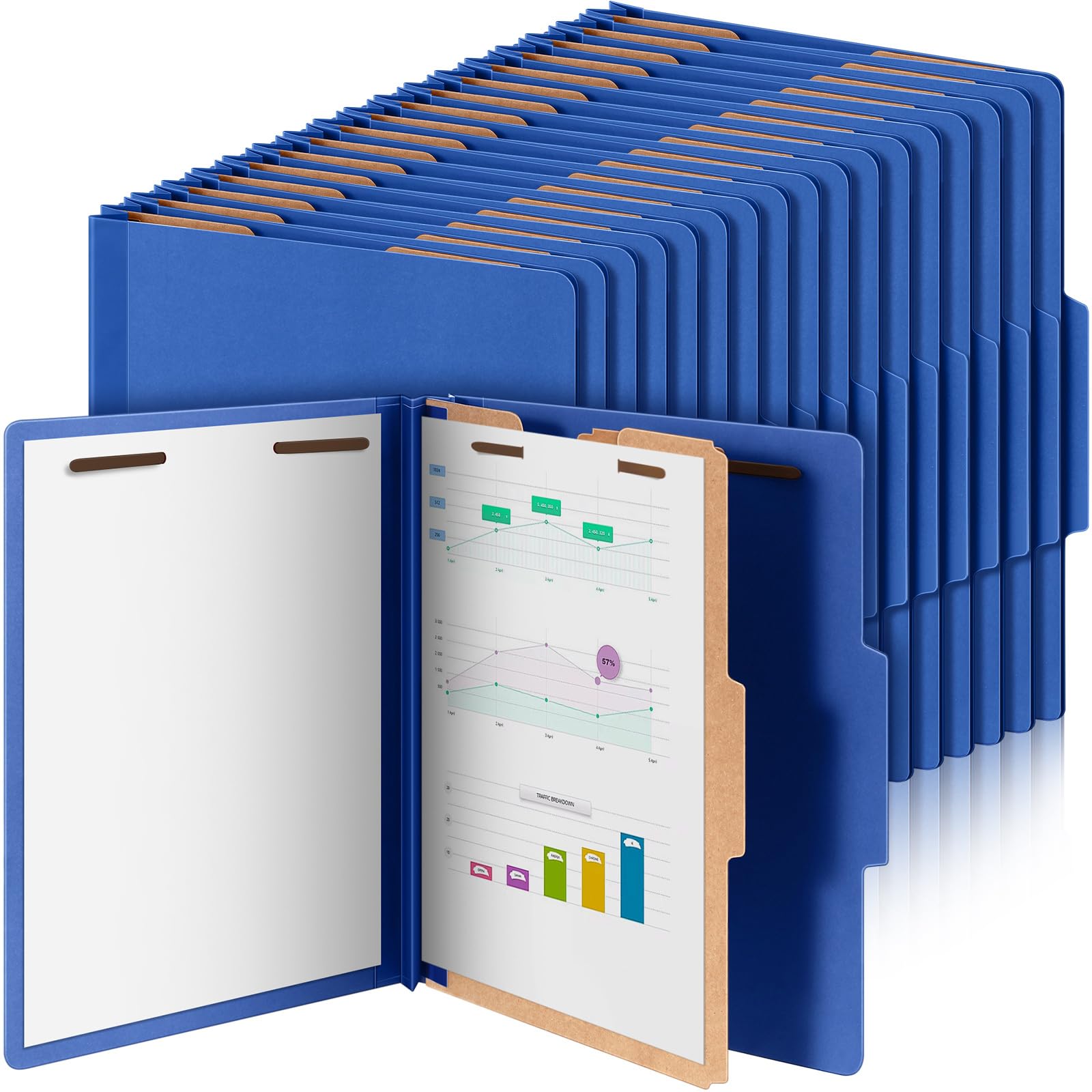 Photo 1 of Skyygemm 36 Pcs Classification Folders Letter Size, 1 Divider Pressboard File Folder with Fasteners, Expanding File Organizer Bulk for Teachers, Clergy, Office, Church, Christmas Donations (Dark Blue)