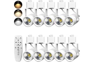 AOAXL 8.5w LED Track Lighting Heads, Stepless 2700-6500k Adjustable H Type Track Lights 45° and Stepless Dimmable Bright Track Lighting Fixtures Ceiling for Accent Task Wall Art Exhibition - 10 Pack
