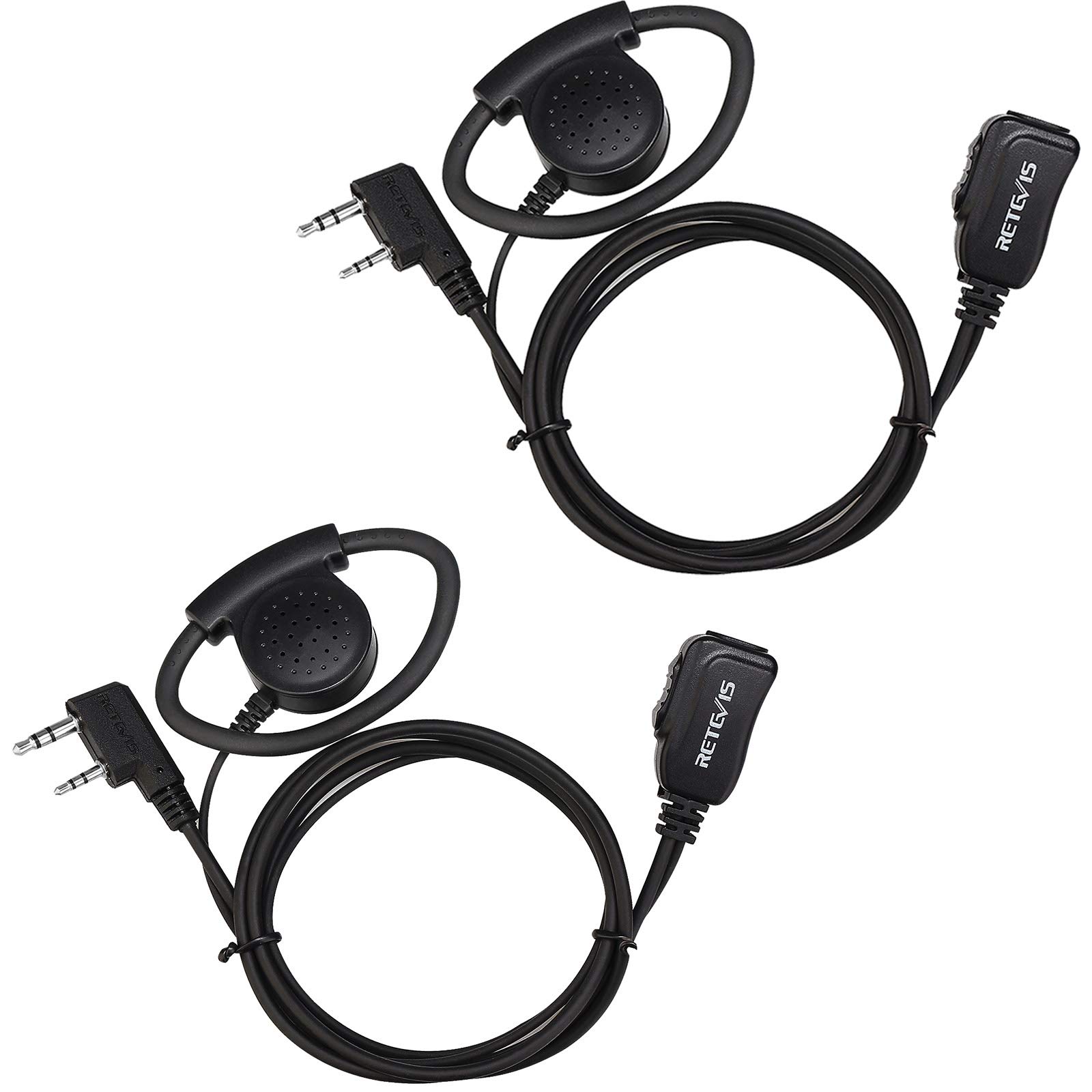 Retevis EEK012 Adjustable D-shaped Headset with PTT Microphone Compatible with Kenwood Two Way Radio BAOFENG UV5R 888S RT24 RT27 Walkie Talkie Headset (2 pcs)