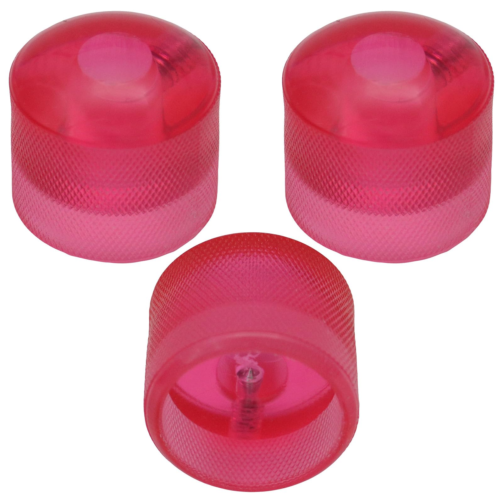 Pack of 3 6mm Round Hole Translucent Colour Domed Top Guitar Tone/Volume Control Knob (Pink)