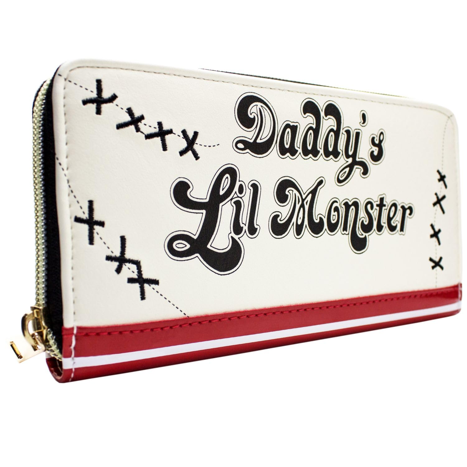 DC Harley Quinn Joker Daddys Lil Monster Purse Tri-Fold Coin Pocket & Card Holder, White
